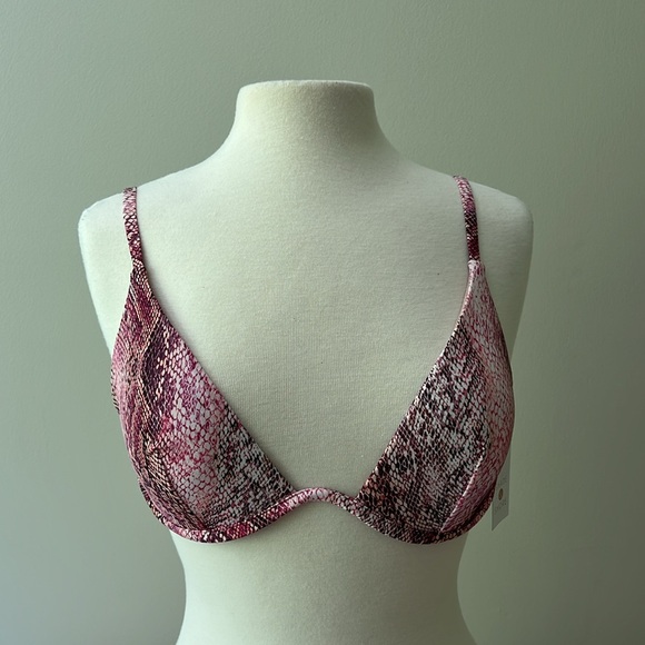 Shade Shore Underwire Pink Snake Swimsuit Bikini Top Womens M L 36D 36 D - Picture 16 of 17